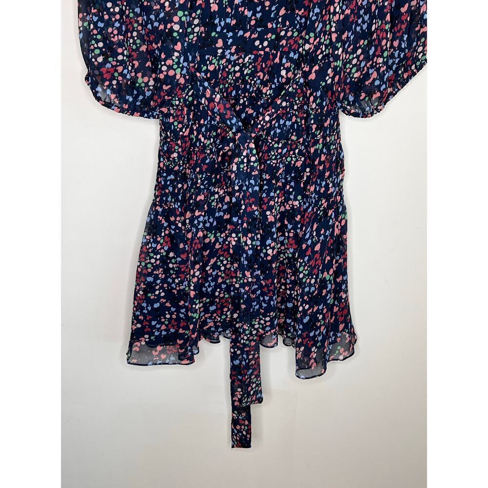 Ted Baker Casadee Puff Sleeve Smock Panel Wrap Mini Dress Navy Women's Size 6 - Picture 14 of 14